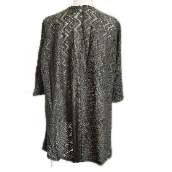 Lularoe NWT olive green lace Lindsay short sleeve open front cardigan shawl S - Picture 3 of 8